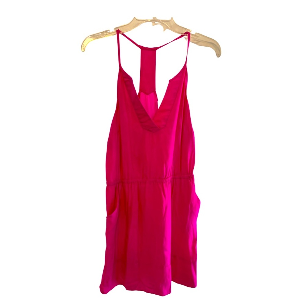 Hot pink silk mini sleeveless dress